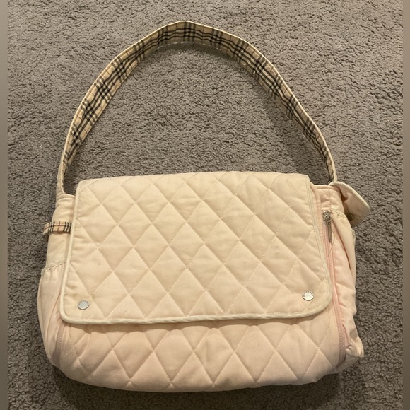 Final Sale! Burberry Vintage Y2K Baby Pink Nova Check Quilted Diaper Bag w Pad - Picture 1 of 15